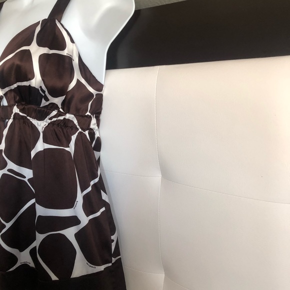 BEBE Sexy Brown/White Giraffe Print Plunge Front M - Picture 5 of 11
